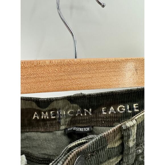 American Eagle AEO Jeans Women 4 Regular Green Camo Mom Corduroy Cotton Blend - Picture 5 of 9